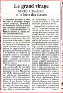 Illustration : “Après le marxisme-léninisme,la lutte des classes généralisée”Michel Clouscard - Michel Clouscard